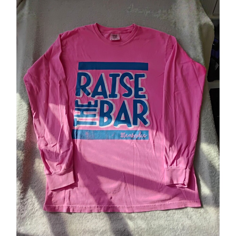 Comfort Colors Pink Raise The Bar Long Sleeve Graphic Tee Size Adult Unisex Smal